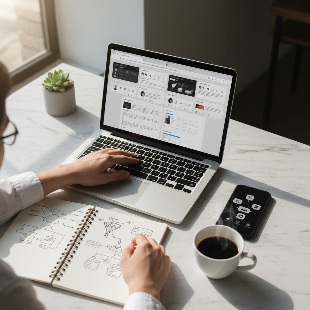 Students working on digital marketing projects